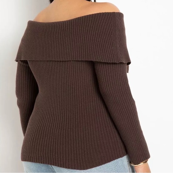Eloquii Ribbed Off The Shoulder Sweater - Picture 2 of 3